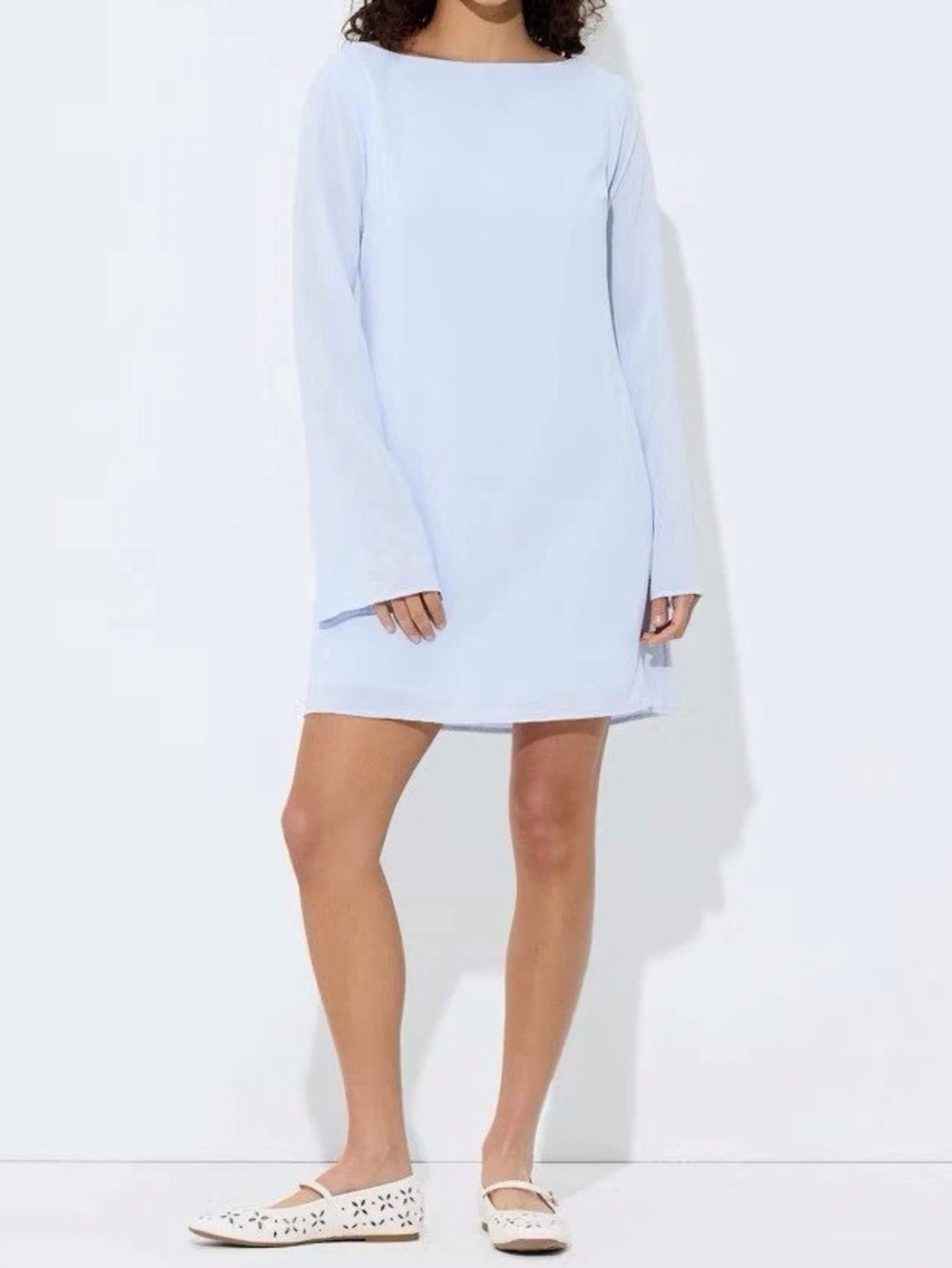 Light Blue Long-Sleeve Mini Dress